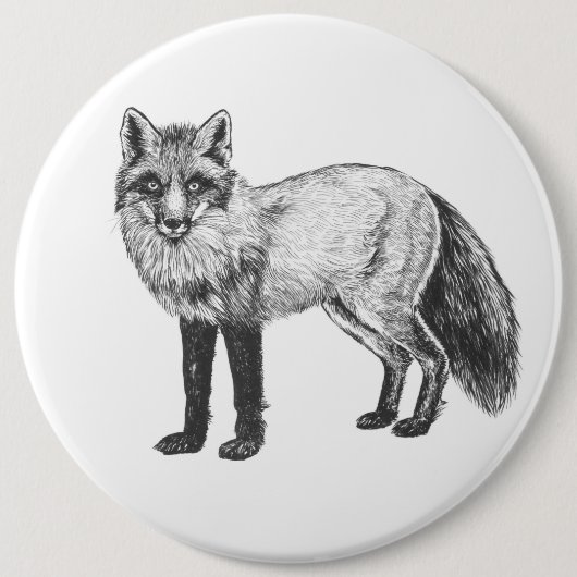 Badge Rond 15,2 Cm Dessin Fox (Devant)