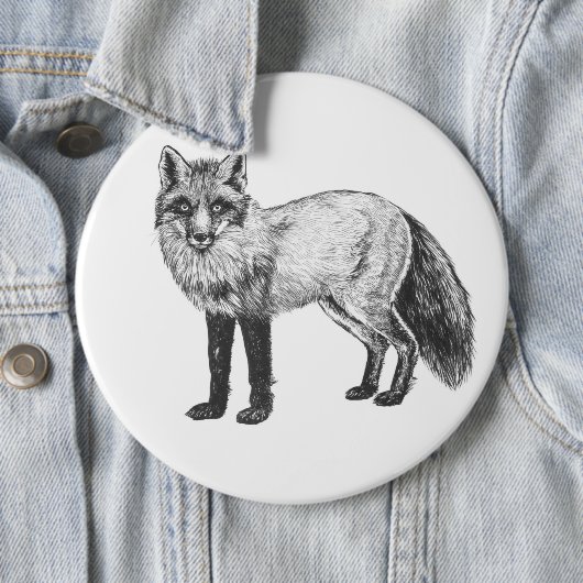 Badge Rond 15,2 Cm Dessin Fox (En situation)