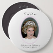 Badge Rond 15,2 Cm Dieu Béni Princesse Diana - Souvenir (Devant & derrière)