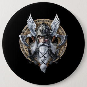 Badge Rond 15,2 Cm Dieu guerrier Norse Odin