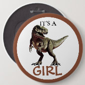 Badge Rond 15,2 Cm Dinosaur Baby shower fille (Devant & derrière)