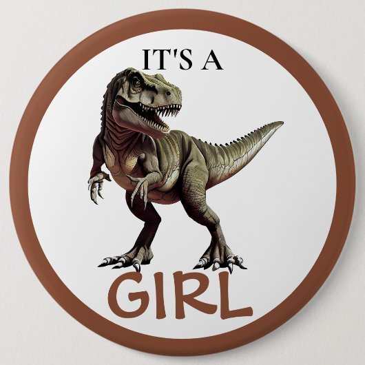 Badge Rond 15,2 Cm Dinosaur Baby shower fille (Devant)