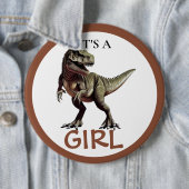 Badge Rond 15,2 Cm Dinosaur Baby shower fille (En situation)