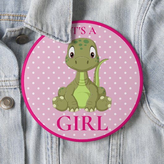 Badge Rond 15,2 Cm Dinosaur fille Baby shower T Rex (En situation)