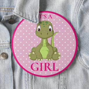 Badge Rond 15,2 Cm Dinosaur fille Baby shower T Rex