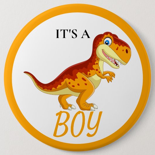 Badge Rond 15,2 Cm Dinosaur T Rex Baby shower garçon (Devant)