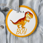 Badge Rond 15,2 Cm Dinosaur T Rex Baby shower garçon (En situation)
