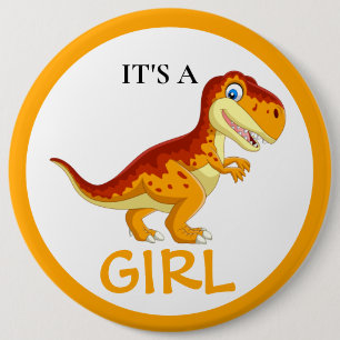 Badge Rond 15,2 Cm Dinosaur T Rex Baby shower Girl