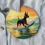 Badge Rond 15,2 Cm Doberman Beach Surf Peinture (En situation)