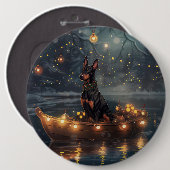 Badge Rond 15,2 Cm Doberman Christmas Festive Voyage (Devant & derrière)