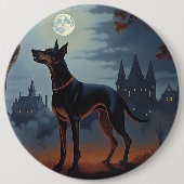 Badge Rond 15,2 Cm Doberman Halloween Épouvantable (Devant)