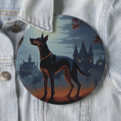 Badge Rond 15,2 Cm Doberman Halloween Épouvantable (En situation)