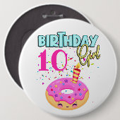 Badge Rond 15,2 Cm Donut Sprinkler Birthday Girl Party thème MAtching (Devant & derrière)