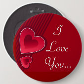 Badge Rond 15,2 Cm Double Coeur Je T'Aime (Devant & derrière)
