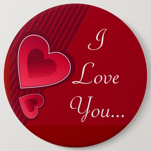 Badge Rond 15,2 Cm Double Coeur Je T'Aime (Devant)
