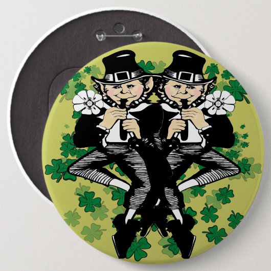 Badge Rond 15,2 Cm Double La Chance Leprechaun (Devant & derrière)