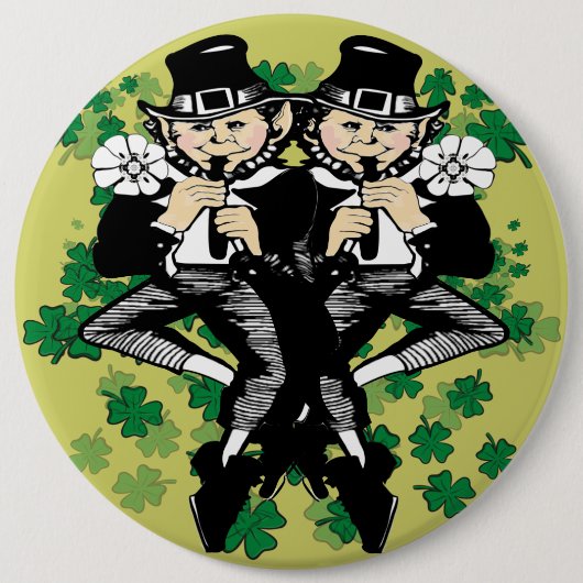 Badge Rond 15,2 Cm Double La Chance Leprechaun (Devant)
