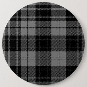 Badge Rond 15,2 Cm Douglas tartan noir gris plaid