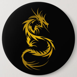 Badge Rond 15,2 Cm Dragon d'or