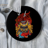 Badge Rond 15,2 Cm Dragon japonais Cyberpunk Samurai Koi Fish Aesthet (En situation)
