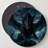 Badge Rond 15,2 Cm Dragon sombre et médiéval (Devant & derrière)