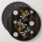 Badge Rond 15,2 Cm Dragonflies de Steampunk sur arrière - plan rayé b (Devant & derrière)