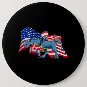 Badge Rond 15,2 Cm Drapeau américain TRex Dinosaur 4 juillet indépend