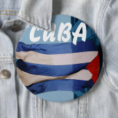 Badge Rond 15,2 Cm Drapeau de Cuba (En situation)