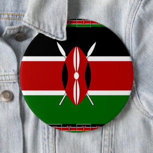 Badge Rond 15,2 Cm Drapeau du Kenya : avec cadre de drapeau miniature