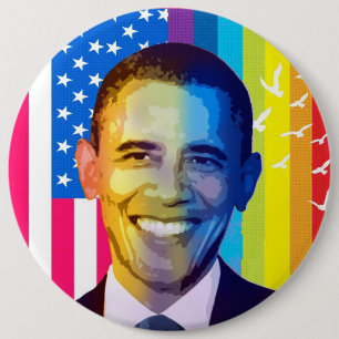 Badge Rond 15,2 Cm Drapeau du président Obama Portrait-Arc-en-ciel &
