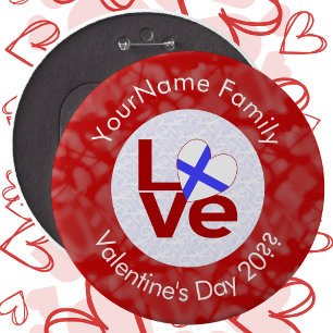 Badge Rond 15,2 Cm Drapeau Finlande Rouge AMOUR Personnalisé