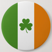 Badge Rond 15,2 Cm Drapeau irlandais de la Saint Patrick avec Shamroc (Devant)