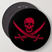 Badge Rond 15,2 Cm Drapeau pirate Crâne et Épées de Calico Jack (Devant & derrière)