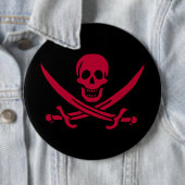 Badge Rond 15,2 Cm Drapeau pirate Crâne et Épées de Calico Jack (En situation)