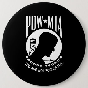 Badge Rond 15,2 Cm Drapeau POW MIA : Soldats disparus de la guerre du