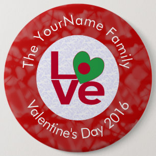 Badge Rond 15,2 Cm Drapeau rouge bangladais LOVE personnalisé