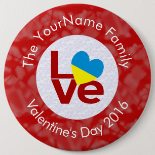 Badge Rond 15,2 Cm Drapeau ukrainien rouge LOVE personnalisé