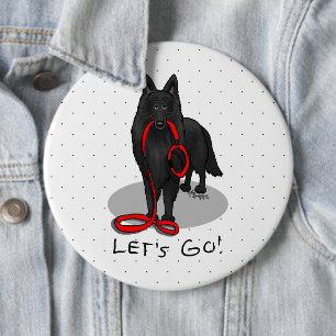 Badge Rond 15,2 Cm Drôle Let's Go! Promener Berger Belge (noir 1)