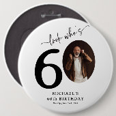 Badge Rond 15,2 Cm Drôle 'Regardez qui a 60 ans' Élégant 60e Annivers (Devant & derrière)