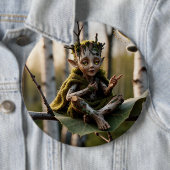 Badge Rond 15,2 Cm Druid Bard Fae on a Birch Tree (En situation)