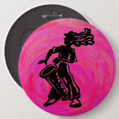 Badge Rond 15,2 Cm Drum Boogie Nights New York Hot Pink (Devant & derrière)