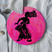 Badge Rond 15,2 Cm Drum Boogie Nights New York Hot Pink (En situation)
