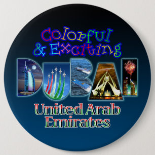 Badge Rond 15,2 Cm Dubaï passionnant et coloré