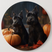 Badge Rond 15,2 Cm Écossais Terrier Chiot Automne Citrouille délice (Devant)
