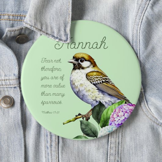 Badge Rond 15,2 Cm Écriture Matthieu 10:31 (En situation)