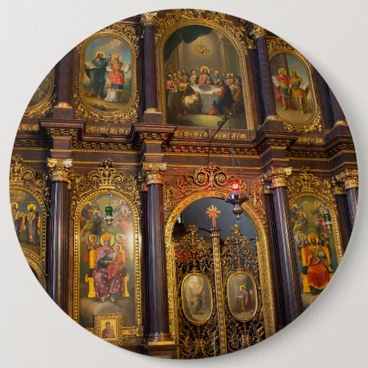 Badge Rond 15,2 Cm Église orthodoxe grecque de Sainte-Trinité (Devant)