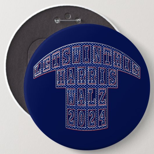 Badge Rond 15,2 Cm Élections présidentielles Harris Walz 2024 (Devant & derrière)