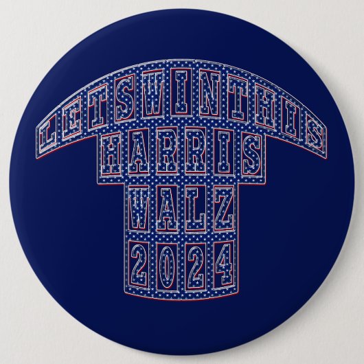 Badge Rond 15,2 Cm Élections présidentielles Harris Walz 2024 (Devant)