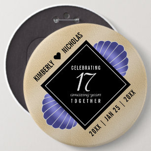 Badge Rond 15,2 Cm Élégant 17ème anniversaire de Mariage des obus