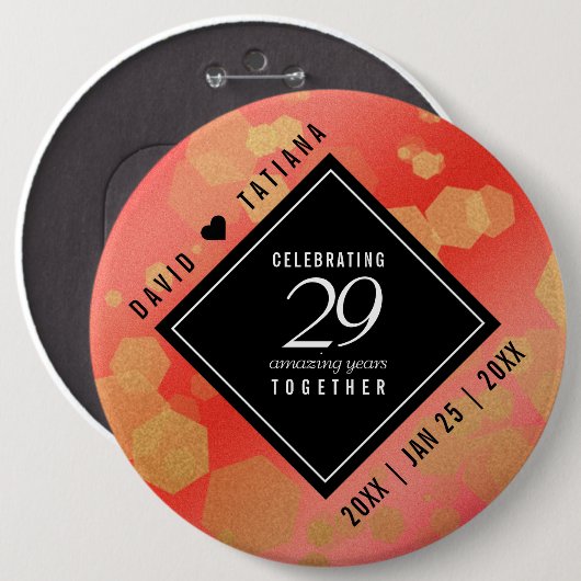 Badge Rond 15,2 Cm Elegant 29th Garnet Wedding Anniversary (Devant & derrière)